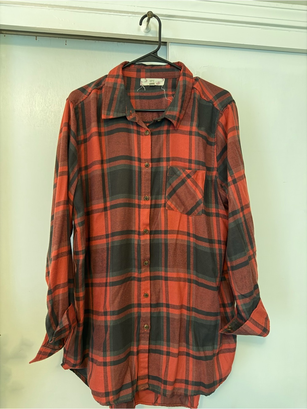 Plaid Button-Up Shirt - Red & Black